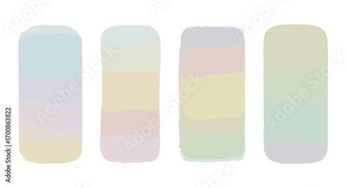 Four vertical pastel rectangles with rounded corners in soft colors