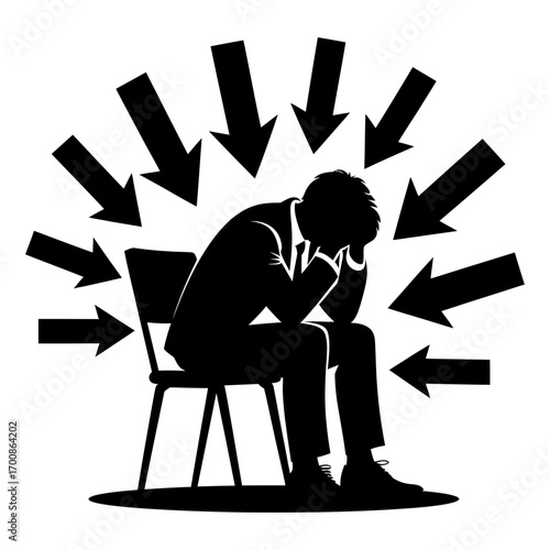 vector illustration of a stressed person overwhelmed by pressure and anxiety
