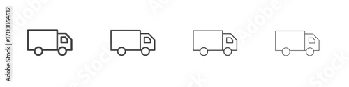 Moving truck icon illustration symbol. thin line symbol on white background - editable stroke vector