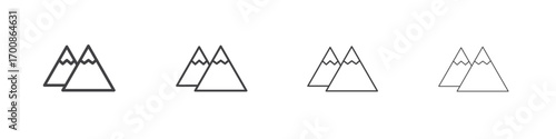 Mountains icon illustration symbol. thin line symbol on white background - editable stroke vector