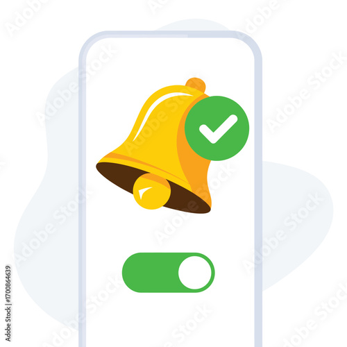 Smartphone screen displaying a notification bell icon and an activated toggle switch