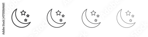 Moon stars icon illustration symbol. thin line symbol on white background - editable stroke vector