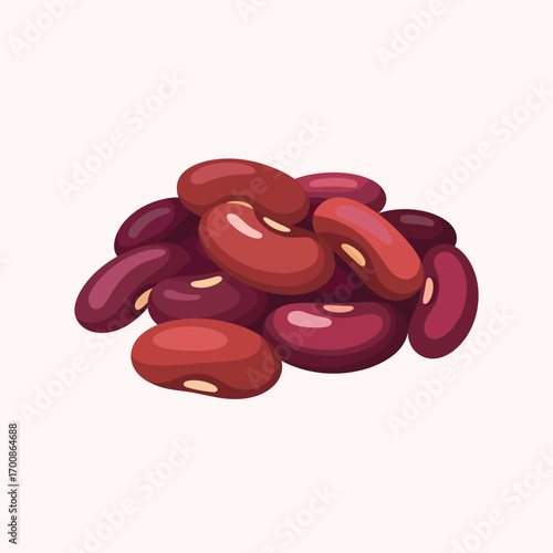 Pile of ripe red kidney beans on a light background