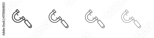 Micrometer icon illustration symbol. thin line symbol on white background - editable stroke vector