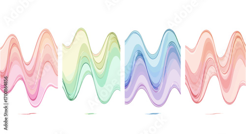 Colorful waves of pastel hues arranged in a repetitive pattern design