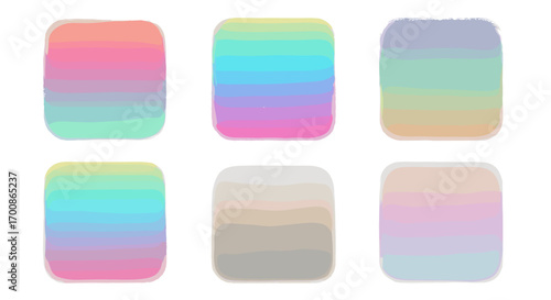 Six colorful gradient rectangles arranged in two rows on white background