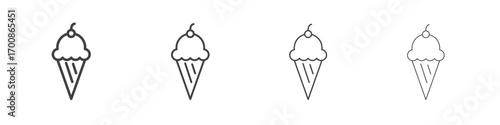 Ice cream icon illustration symbol. thin line symbol on white background - editable stroke vector