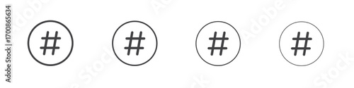 Hashtag icon illustration symbol. thin line symbol on white background - editable stroke vector