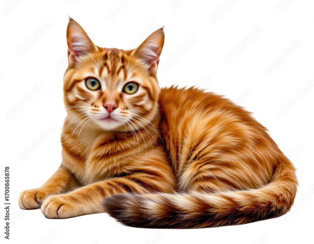 Obraz premium Adorable Ginger Cat with Striking Green Eyes on a Transparent background