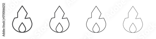 Flame icon illustration symbol. thin line symbol on white background - editable stroke vector