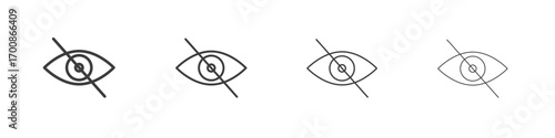 Eye crossed icon illustration symbol. thin line symbol on white background - editable stroke vector