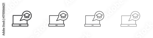 E learning icon illustration symbol. thin line symbol on white background - editable stroke vector