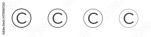 Copyright icon illustration symbol. thin line symbol on white background - editable stroke vector