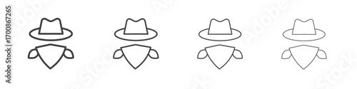 Cowboy icon illustration symbol. thin line symbol on white background - editable stroke vector