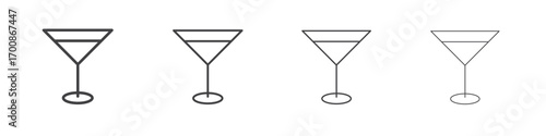 Cocktail icon illustration symbol. thin line symbol on white background - editable stroke vector