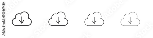 Cloud download icon illustration symbol. thin line symbol on white background - editable stroke vector