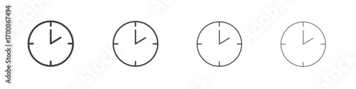 Clock two icon illustration symbol. thin line symbol on white background - editable stroke vector