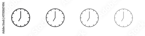 Clock seven icon illustration symbol. thin line symbol on white background - editable stroke vector