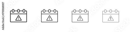 Calendar exclamation icon illustration symbol. thin line symbol on white background - editable stroke vector