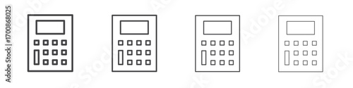 Calculator icon illustration symbol. thin line symbol on white background - editable stroke vector