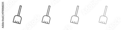 Broom icon illustration symbol. thin line symbol on white background - editable stroke vector