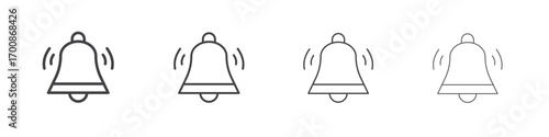 Bell ring icon illustration symbol. thin line symbol on white background - editable stroke vector
