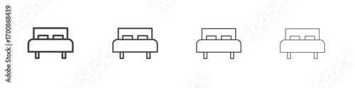 Bed icon illustration symbol. thin line symbol on white background - editable stroke vector