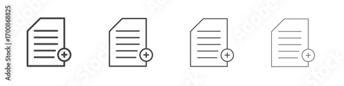 Add document icon illustration symbol. thin line symbol on white background - editable stroke vector