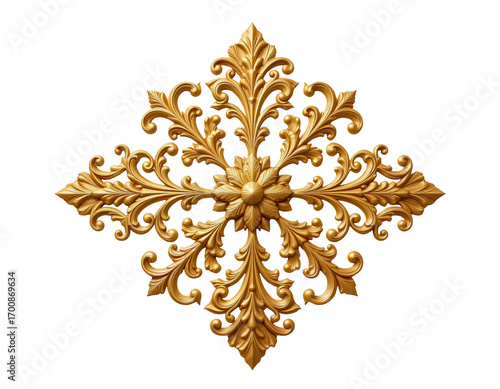 Ornate Golden Decorative Element with Intricate Floral Patterns