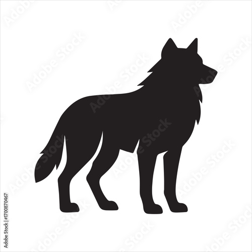 Wolf Silhouette: A minimalist silhouette of a wolf, poised with proud authority, symbolizing independence and the raw essence of the wild.