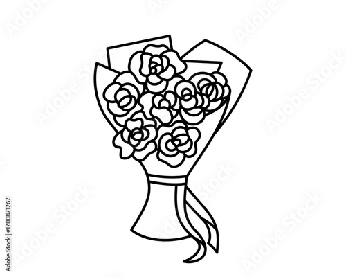 Wallpaper Mural Loose floral sketch of a bouquet of flowers, black line art Torontodigital.ca