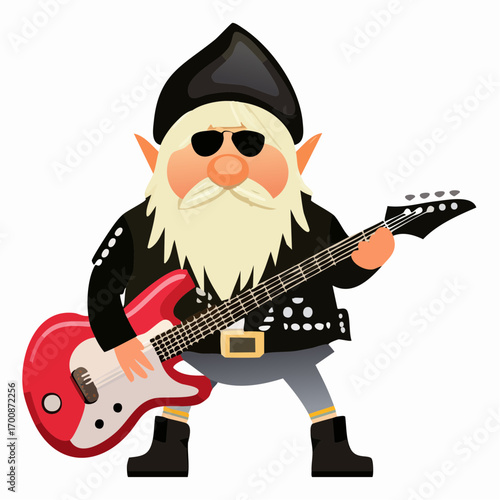 rockstar gnome electric riff vector illustration for music branding