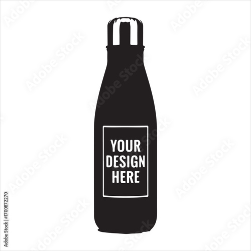 Sleek Black Water Bottle Mockup Featuring a Customizable Label Ready for Branding Initiatives and Marketing Campaigns