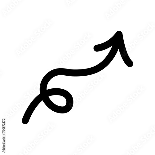 Black curved graph with arrow png file type for your apps, website, web, UI, logo, designs