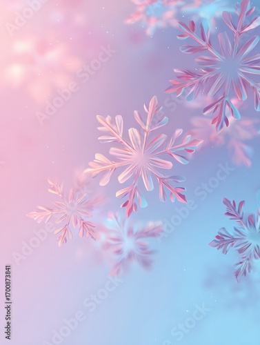 Delicate Snowflakes Drift Gently Through a Pastel Winter Wonderland Scene, Capturing the Beauty of Seasonal Tranquility in a Dreamy Atmosphere