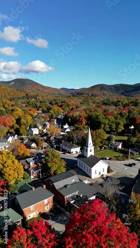 Autumn town view from above