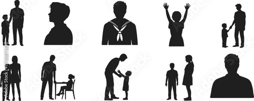 silhouette, people, interaction, family, parent, child, teacher, student, conversation, communication, relationship, education, guidance, support, teamwork, cooperation, unity,
