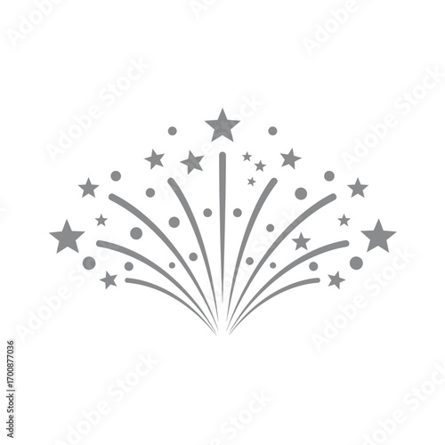 Vector illustration of firework burst with stars and dots representing celebration, new year events, parties, festivals, holidays, and joyful gatherings for festive designs