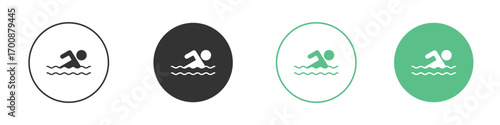 Swimmer icons collection in flat style. icon vector design