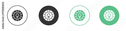 Poker chip icons collection in flat style. icon vector design