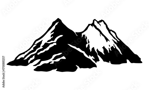 Black silhouette of a mountain without background.