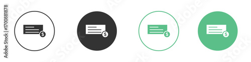 Money check icons collection in flat style. icon vector design