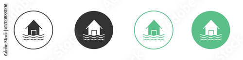 House flood icons collection in flat style. icon vector design