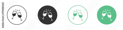 Glass-cheers icons collection in flat style. icon vector design