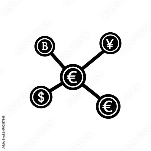 currency network, global finance, exchange system, on a transparent background