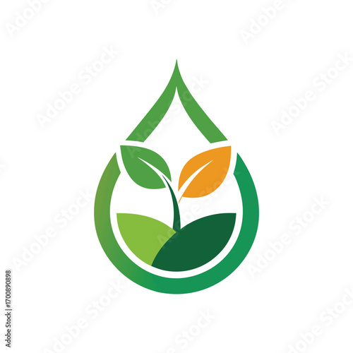 Organic Farm Logo with Water Droplet Sprout