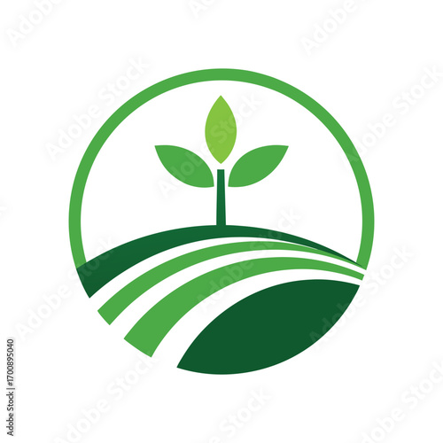 Farming Logo with Sprout in Circle Badge
