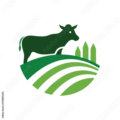 Farming Logo with Cow Silhouette Farm Design