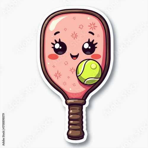 A Delightful Pink Pickleball Paddle's Animated Gaze, Whispering Playful Volleys