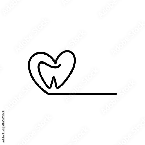 Minimalist dental logo with a sleek tooth outline and horizontal lines, symbolizing speed, precision, and modern dental care.